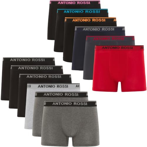 Antonio Rossi Paquete de 12 Boxers Ajustados para Hombre - Calzoncillos Tipo bóxer para Hombre con Cintura elástica
