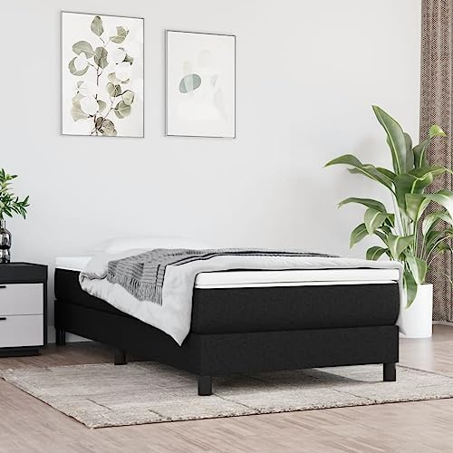 CKioict Palettenbett Modernes Bettgestell Jugendbett Boxspringbett mit Matratze Schwarz 80x200 cm StoffGeeignet für Arbeitszimmer, Wohnzimmer, Hotel