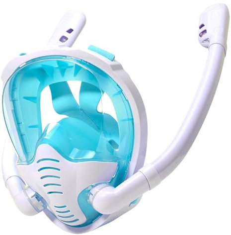 Tauchmaske, Schnorchelmaske mit 180°-Sicht, Anti-Beschlag-Panoramasicht, Schnorchelmaske mit Dry-Top-System, Tauchmaske mit Anti-Beschlag- und Anti-UV-Schutz, gehärtetes Glas D,L/XL