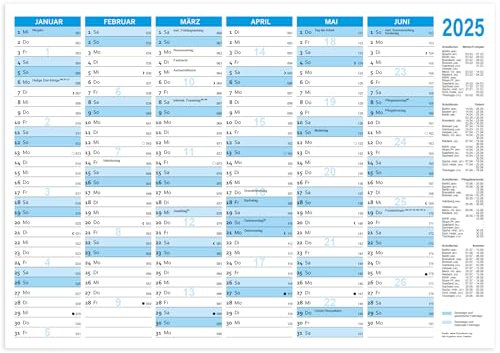 RNKVERLAG 2911/25 - Tafelkalender 2025 im DIN A5 Format quer, 25 Kalender mit Ferienterminen und Wochenzähler aus 250 g/m² Karton
