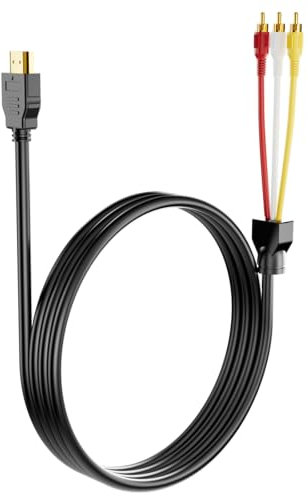 BERLAT HDMI to RCA Cable, 1080P 5ft HDMI Male to 3-RCA Video Audio AV Cable Connector Adapter Transmitter for TV HDTV DVD