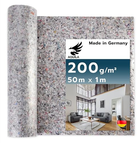 AQUILA Profi Malervlies 50m x 1m, 200 g/m², Kein Durchsickern, hochwertiges Abdeckvlies zum Streichen, Schutz für Böden & Möbel, rutsch- & reißfest, Made in Germany