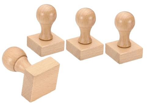 PATIKIL 35mm Maniglia Quadrata in Legno per Timbro, 4pz Pomelli Legno Supporti Timbri Maniglie Cassetti per Creazione Timbri Fai Da Te Album Ritagli, Marrone