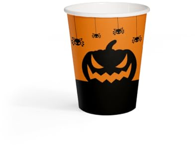 PAW Gobelets Carton 250 ml, 8 pièces - Halloween Amusant | Solides et pratiques, imprimés avec des encres à base d'eau, parfaits pour Halloween et fêtes d'automne, service rapide