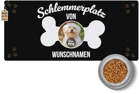 PR Print Royal Napfunterlage mit Name und Foto selbst gestalten - Schlemmerplatz - Futtermatte für Hunde - Personalisiertes Foto-Geschenk für Hundebesitzer, Waschbar | 90 x 40 cm, rutschfest