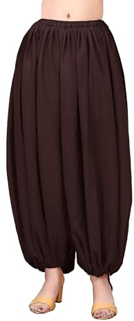 MEEK MERCERY BY KF Boohoo Alladin Haremshose für Bauchtanz, Chiffon, durchscheinender Stoff, C71, Braun, Small/24 Inseam