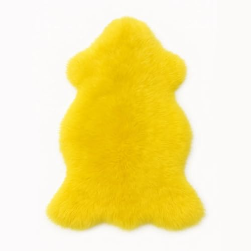 Tappeto in pelle di pecora colorata conciata ecologicamente (giallo, lunghezza 80-100 cm)