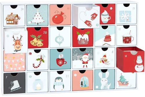 BRUBAKER Calendario dell'Avvento da Riempire - Dolce Natale - Calendario Natalizio fai da te con 24 Porte per Buoni, Dolci e altre Sorprese - Alto 39 cm in Cartone