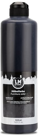 LM Peinture Meuble 500 ml - Noir - | Peinture Meuble Cuisine Sans Ponçage | Haute Couvrance pour Intérieur et Extérieur | Faible Odeur et Écologique