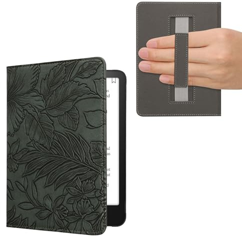 kwmobile Étui Compatible avec Amazon Kindle Paperwhite (2024)/Colorsoft Coque - Étui à Rabat magnétique Tablette eReader Similicuir avec Sangle - Vert
