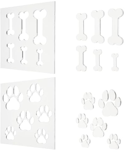 ORIGACH 2 Stück Acryl Fräser Inlay Vorlage Hund Knochen Und Krallen Holzbearbeitungs Router Schablone zum Erstellen Einzigartiger Einlagen in Schildern, Charcuterie-Boards, 20×20×0.6cm