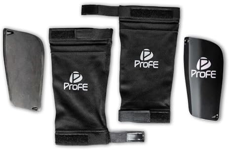 ProFE® Schienbeinschoner-Set - Mini Shin Guard Pads mit Halter - Fussball Schienbeinschutz Set leicht & dünn - Schienbeinschützer zum Einstecken für Damen, Herren & Kinder (2, L)