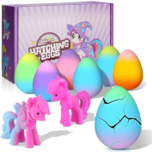AYESY Einhorn Schlüpft Regenbogeneier, 6er-Pack Einhorn-Geschenke Geburtstagsgeschenke zum Füllen des Osterkorbs, Geschenk