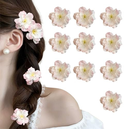 FOSDICK 10 Stücke Blumen Haarspange Haarklammer Blume Klein Rose Kirschblüten Haarspangen Mädchen Dame Haarschmuck Frauen Haarclip Blume Party Hochzeit