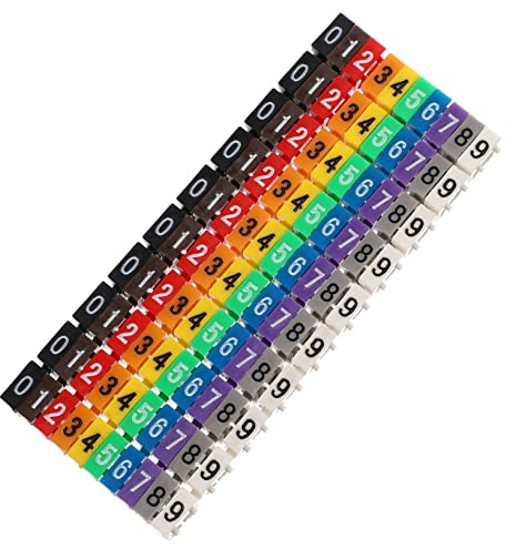 Marcadores de Cable Coloridos Numerados 0-9, Plástico, 100 Piezas