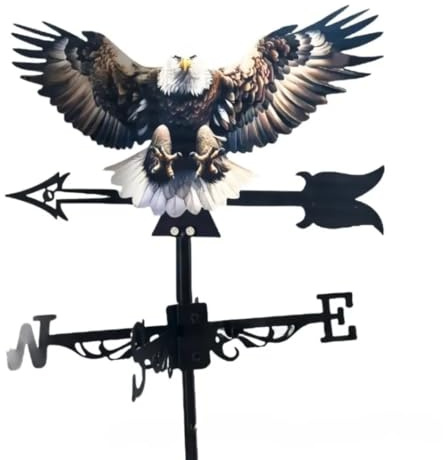Colorful Metal Owl Series Weathervane Roof Yard Decorations Eagle Rotating Wind Indicator Iron Art Weathercock Garden Accessories (Eagle)