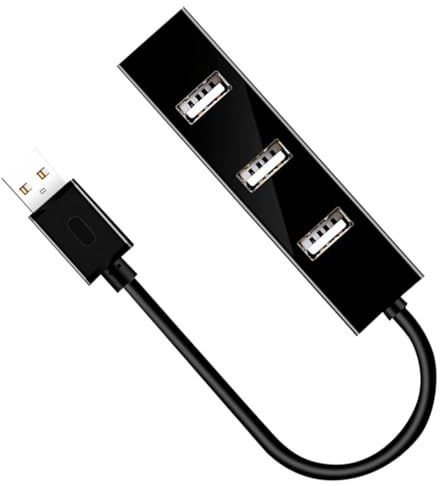 SHINEOFI Hub USB 2.0 de 4 Conexiones Multifuncional de Plástico Negro para Computadoras y Laptops