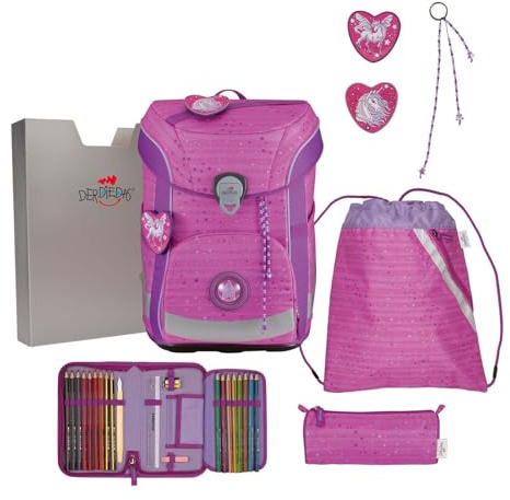 DerDieDas Schulranzen ErgoFlex Easy Set 6-teilig Purple Unicorn pink