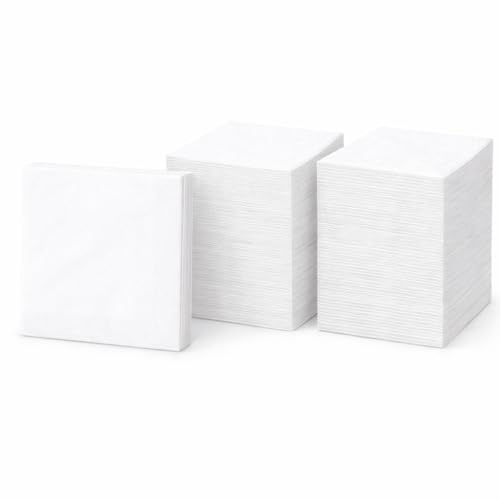 HRC 500 Weiße Papierservietten – Weiche & Hochwertige Einwegservietten, Kompostierbar – Perfekt für Geburtstage, Hochzeiten, Babypartys, Gastronomie, 1-lagig, 33x33 cm, Hergestellt in der EU