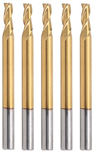 Fresa de extremo plano de 3 flautas, brocas de enrutador profesionales de acero de tungsteno para grabado en madera, juego de 5 uds de diámetro de vástago de 3,175mm