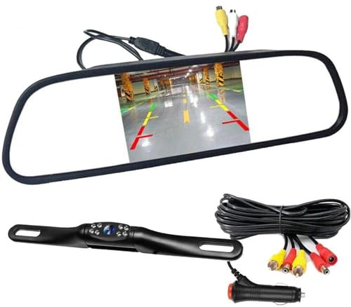 Bil Backkamera Vattentät 5-tums LCD-skärm Backspegelreverserande 8-lamps Reservkamerasats För Bil MPV RV SUV Parkering Backkamera-kit