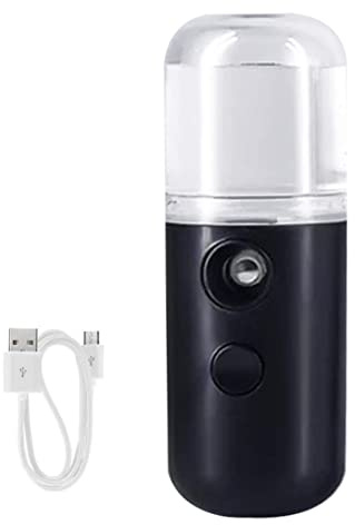 Face Mister Mini botella pulverizadora de agua de 30 ml, pulverizador práctico recargable por USB para hidratación, cuidado de la piel, maquillaje, negro