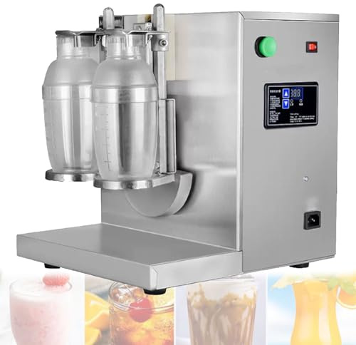 Pfps 120W Electric Milk Tea Shaker, Double Head Milkshake Maker Machine with 0-120s Adjustable Timer, Includes 2 Cups, for Bubble Tea and Boba Shop