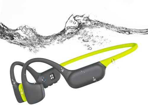 Casque Conduction Osseuse Natation, IPX8 Ecouteur Piscine Bluetooth 32 Go | Ecouteur Conduction Osseuse Bluetooth 6.0 avec Lecteur MP3,Casque Waterproof Piscine pour Nager, Course à Pied, Cyclisme