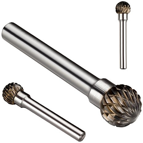 sourcing map Fraise Rotative Lime en carbure de tungstène à double coupe en forme de boule Tige de 6 mm et diamètre de tête de 12mm