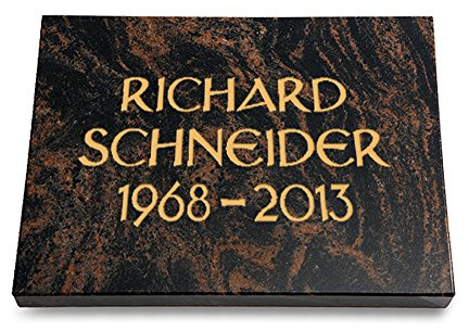MEMORUM Grabmale Grabtafel, Grabplatte, Grabstein, Grabkissen, Urnengrabstein, Liegegrabstein Modell Pure 40 x 30 x 3-4 cm Aruba-Granit, poliert inkl. Gravur (Ohne Ornament)