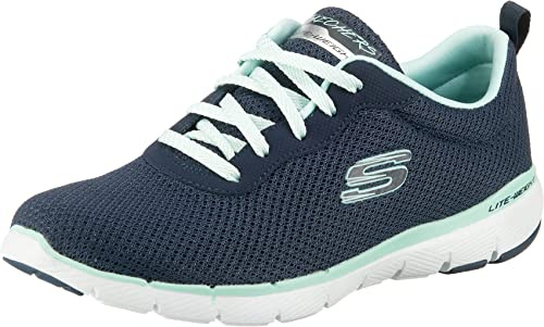 Skechers Flex Appeal 3.0 First Insight, Sneakers Mujer, Azul (Navy Mesh Aqua Trim), 37 EU