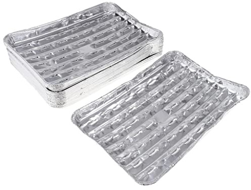 20 Pack Disposable Aluminum Foil Barbecue Grilling Trays Outdoor BBQ Eco-Friendly Recyclable Aluminum - Portable Food Storage Containers Great for Cooking, Heating, Storing, Prepping Food