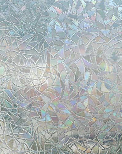 Arthome 44,5cm x 254cm Vinilos para Ventanas Privacidad Autoadhesivo Arcoiris Vinilos para Cristales Opaco Anti UV Control de Calor Decorativo para Sala de Estar, Baño, Dormitorio, Cocina, Oficina