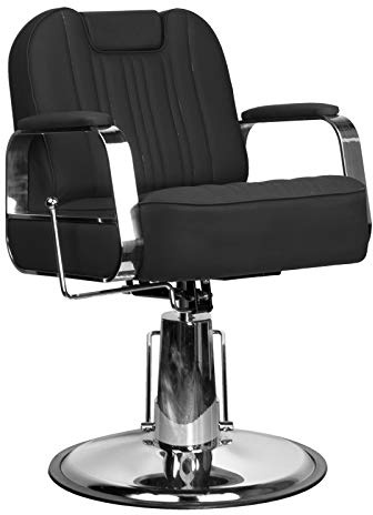 Activeshp Rufo - Silla de peluquería para peluquería, color negro, giratoria 360 grados, altura regulable con bombas hidráulicas, color negro
