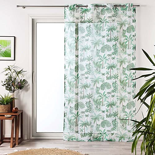 Douceur d'Intérieur, Amazonia - Tenda con occhielli, 140 x 240 cm, colore: verde, con stampa in voile sabbiato
