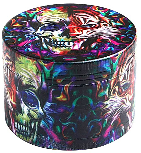 LIHAO 2 inch Grinder 4 Layer Zinc Alloy Spice Grinder | Tiger Skull Design, for Halloween, Day of The Dead Decor