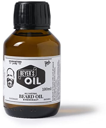 Beyer's Oil Bartöl Eisenkraut XXL 100 ml - 100% natürliche Bartpflege mit Bio Jojobaöl - Pflegt die Haut, macht den Bart weich