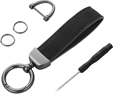cobee Porte-clés de voiture en cuir véritable, universel avec anneau en D anti-perte pour homme et femme (comprend 2 porte-clés et 1 tournevis)