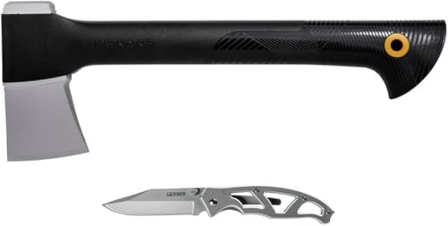 Fiskars Geschenk-Set Limited Edition - Universalaxt (39 cm) + | Taschenklappmesser (Klinge: 7,6 cm), Robustes Outdoor-Set für Holzarbeiten, Camping, Trekking & Alltag, 1057911