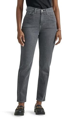 Lee Women's High Rise Mom Jean, Washed Black, 12