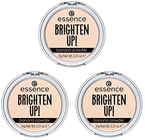essence BRIGHTEN UP! banana powder, Nr. 20, Gelb, mattierend, für Mischhaut, vegan, ölfrei, ohne Parfüm, ohne Alkohol, 3er Pack (3x9g)