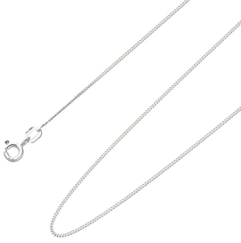 Ardeo Aurum Unisex Damen Herren Kette aus 375 Gold Weißgold Panzerkette Halskette 1 mm Breite und 50 cm Länge mit Federringverschluss