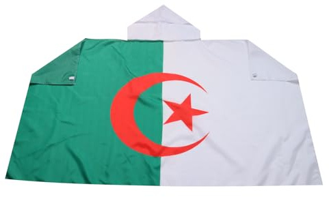 AZ FLAG Drapeau Algérie 150x90 cm - Cape Drapeau Algérien 100% Polyester Avec Manches Intégrées - Body Flag 80g