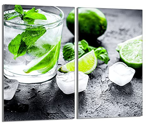 DarHaus Tabla de cortar decorativa de cristal templado y cubre vitro, Placa protectora de vitrocerámica 30 x 52 cm 2 piezas, para inducción, protección contra salpicaduras, decoración, CAL