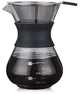DieffematicKF Cafetiere Verre à Haute température à Haute température Haute température Anti-échauffeuse Cafetière Café de café avec Filtre en Acier Inoxydable (Color : 400ML Pot)