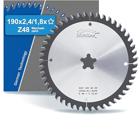 AKE blueline Kreissägeblatt | 190xFastFix Z48 Wechselzahn, Hartmetall | feiner Schnitt | für Holz, Holzwerkstoff (auch beschichtet), Kunststoff | auf Unterflurzugsäge, Tischkreissäge - für Festool