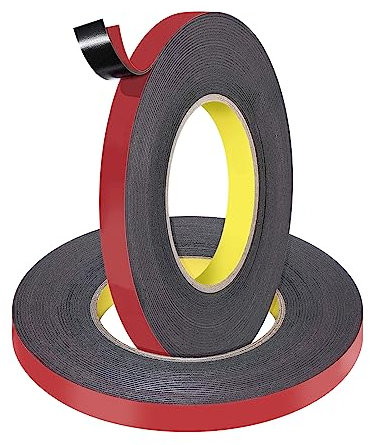 Aimeke 2 rollos de cinta adhesiva de doble cara, extrafuerte, resistente al agua, 10 m × 10 mm, cinta adhesiva de espuma multifuncional para pared, tira LED, coche, residencial