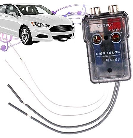AIYING Convertitore di impedenza degli Altoparlanti da Alto a Basso | Amplificatore Regolabile convertitore di Uscita di Linea per Stereo per Auto,Convertitore da Alto a Basso per Altoparlante Audio