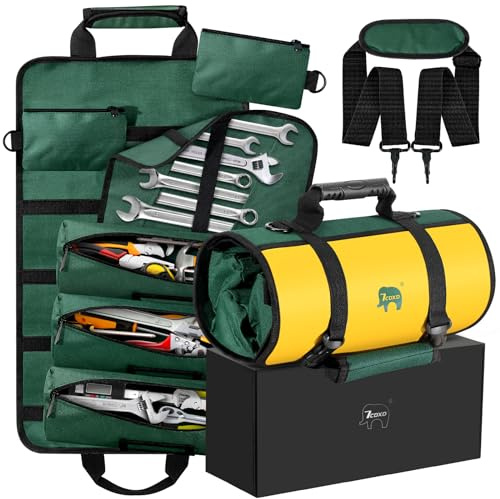 Borsa Porta Attrezzi, Borsa Attrezzi Lavoro Arrotolare Piccolocon Impermeabile In tessuto Oxford impermeabile 1600D, Organizzatore di Utensili per Falegnami, Artigiani, Elettricisti, Idraulici
