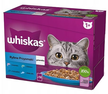 Whiskas Adult Katzenfutter nass Multipack Fisch Auswahl in Gelee 120 Portionsbeuteln (10-er Pack)